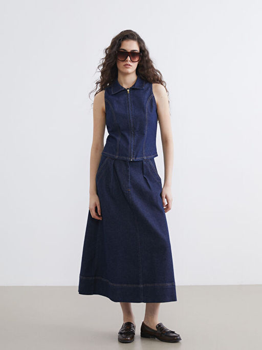 G?mlek Yaka Kad?n Jean Yelek