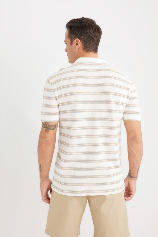 Regular Fit Polo Yaka _izgili K_sa Kollu Triko G_r_n_ml_ Ti__rt