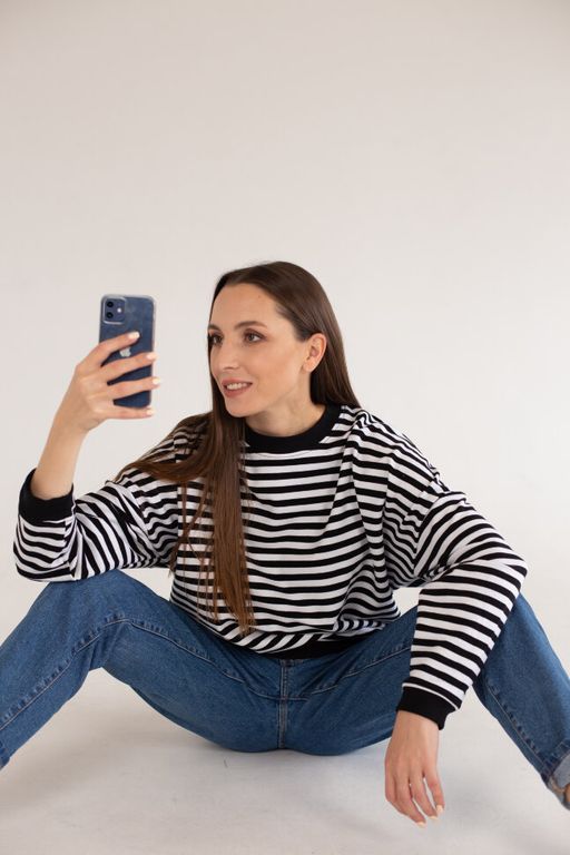 Свитшот полоска с черным, тельняшка, футер 2хнитка петля, пенье