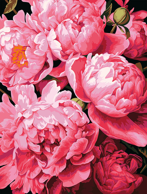 ФРЕЯ PNB/PM-354 Набор для раскрашивания по номерам 40 х 30 см Ароматные пионы