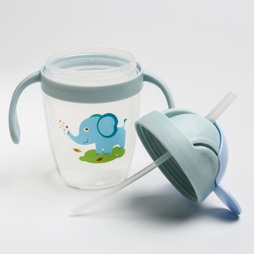 Поильник с силиконовой трубочкой 200 мл., с ручками, цвет МИКС - Simaland фото 2