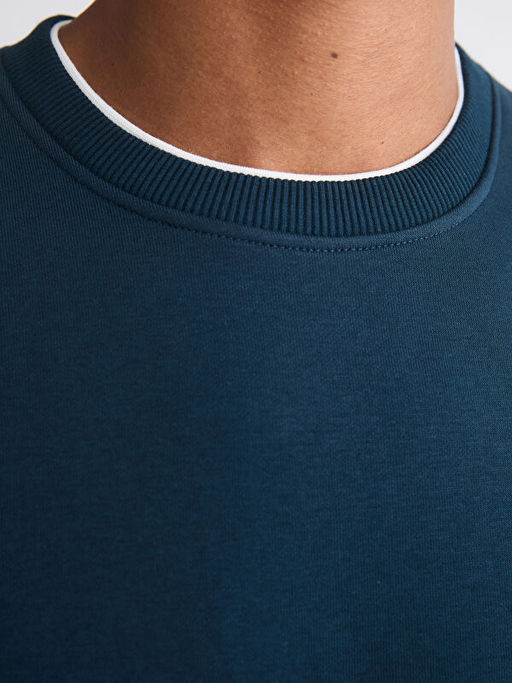 Bisiklet Yaka Uzun Kollu Erkek Kal?n Sweatshirt