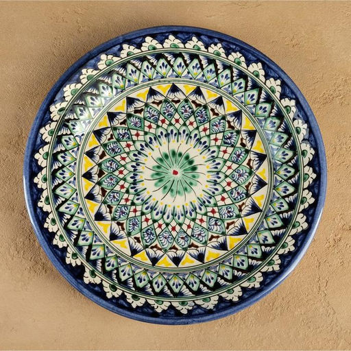 Тарелка узбекская Риштанская Керамика «Цветы», d=26 см, синяя