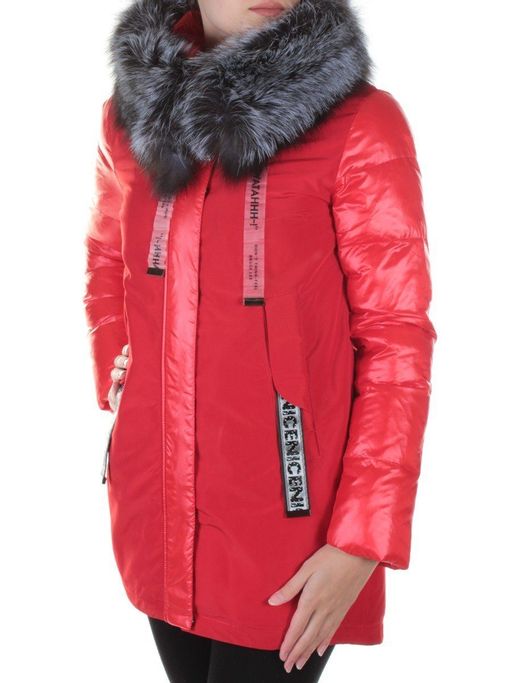 8179 RED Пальто женское с натуральным мехом Jarius - Fashion фото 5