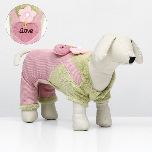 Комбинезон Love, размер 2XL (ДС 45 см, ОГ 55 см, ОШ 45 см), зелёный/розовый
