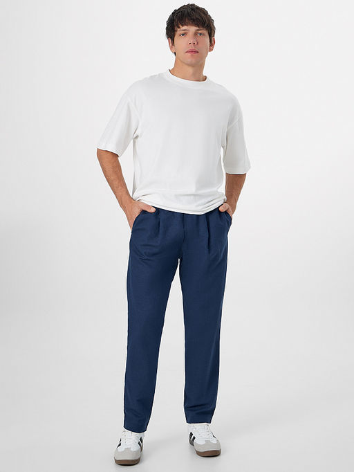 Брюки мужские темно-синие из хлопка и льна - Mark formelle фото 3