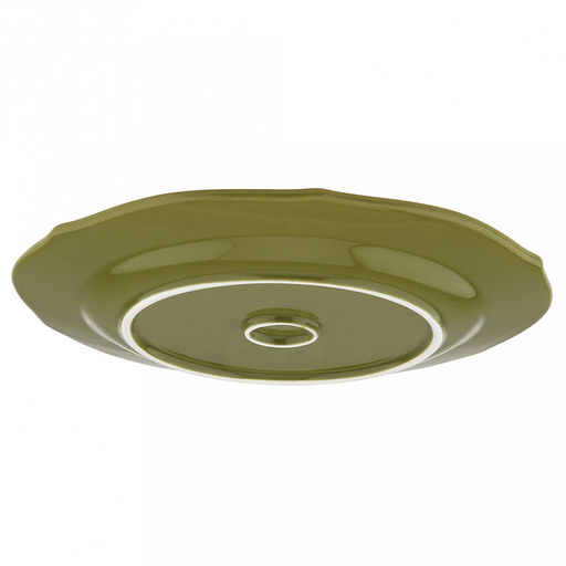 "Русское поле" Тарелка мелкая фарфоровая д250мм, h25мм, волнистый край, фактурный глянец, зеленый, в коробке (Китай)