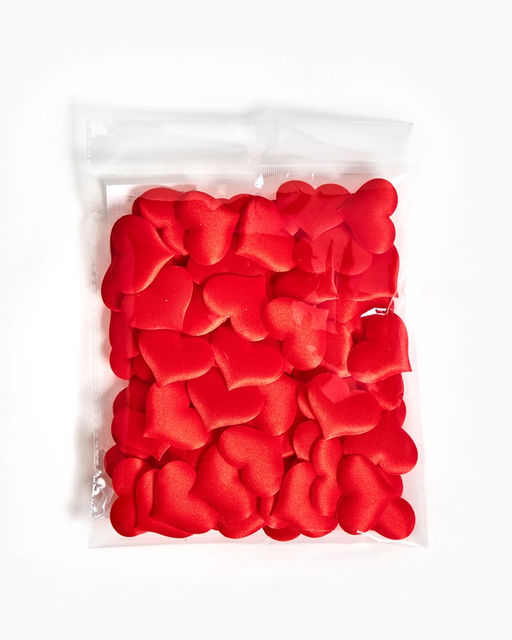 Сердечки декоративные атласные 3.5 см, красные, 100 штук