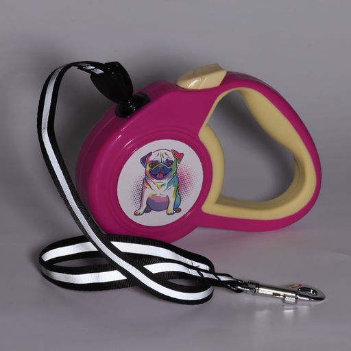 Рулетка Пижон с прорезиненной ручкой, 3 м, до 15 кг, трос, розово-жёлтая  фото 6