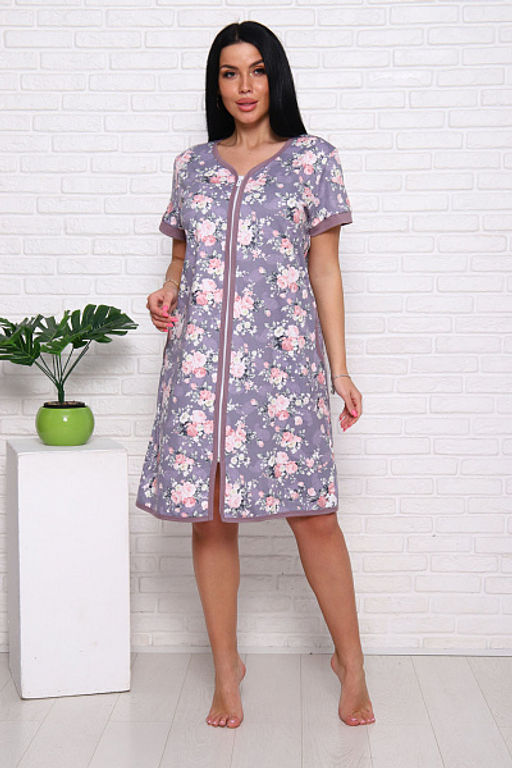 Халат женский с карманами на молнии "Розы" (933-5)