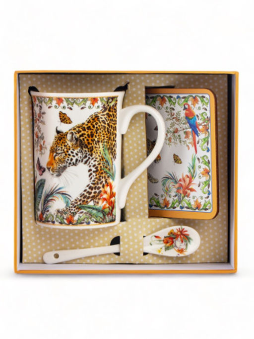 Кружка ЛЕОПАРД 320мл с ложечкой и подставкой - SIJ фото 6