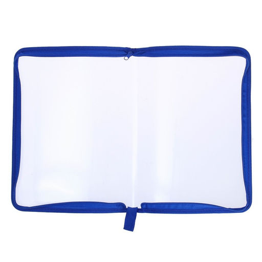 Папка на молнии с 3-х сторон А4, 450мкм, прозрачная с синим кантом - Calligrata фото 4