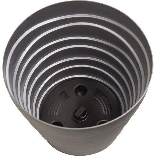 Цена за 2 шт. Кашпо для цветов пластиковое 1,4л d-14,5см "Бархан" Серебряный