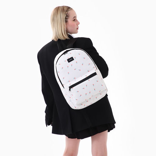 Рюкзак школьный текстильный Цветы, 42?14?28 см, белый - Nazamok фото 12