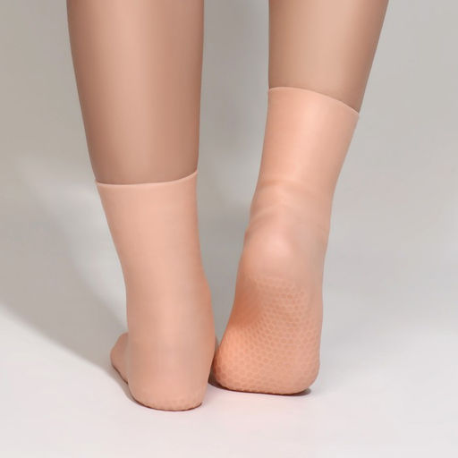 Носочки для педикюра, высокие, силиконовые, универсальный размер, 21×19 см, бежевые