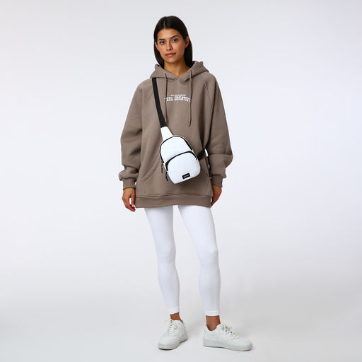 Сумка-слинг на молнии TEXTURA, наружный карман, белая