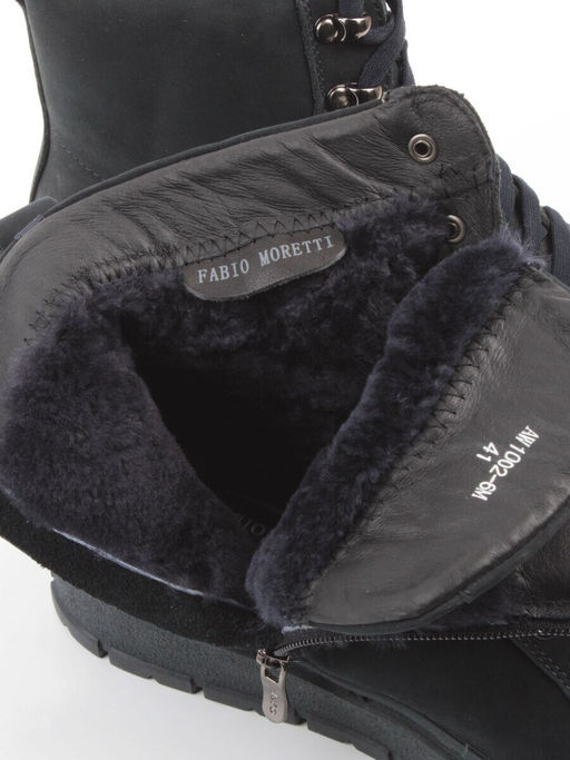 05-AW1002-6M DK. BLUE Ботинки зимние мужские (натуральная кожа, натуральный мех)