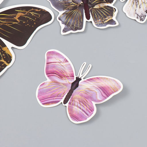 Бабочки картон Мрамор с золотом набор 12 шт h=4-10 см на магните - Simaland фото 2