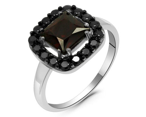 Кольцо из серебра гранат, шпинель, Бриз