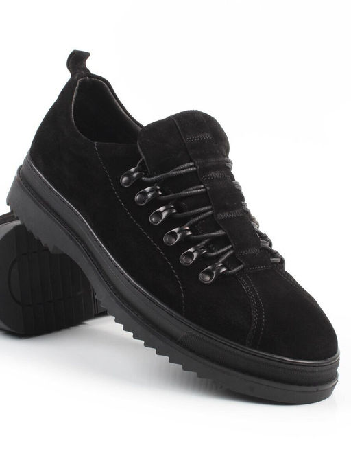 05-1829M-8-328 BLACK Ботинки зимние мужские (натуральная замша, натуральный мех)