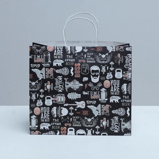 Пакет подарочный крафтовый, упаковка, Крутой, 32?28?15 см