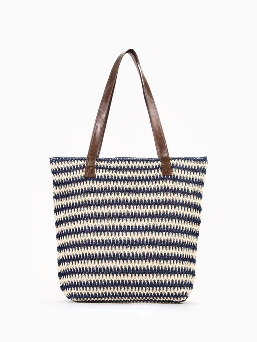 Сумка пляжная на молнии, на подкладке, белая/синяя - Simaland фото 5