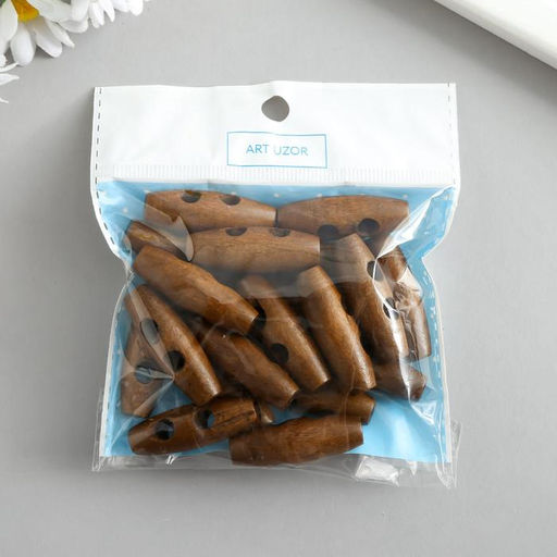 Пуговицы дерево для творчества 2 прокола «Цилиндр», набор 20 шт., 4×1.1×1.1 см