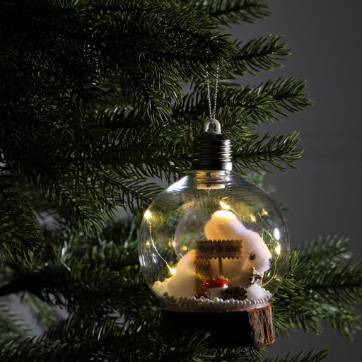 Ёлочный шар Заяц, 10х13 см, 1 LED, от батареек, свечение тёплое белое - Luazon lighting фото 2