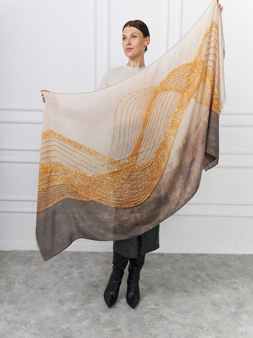 Большой, мягкий, тонкий и очень нежный двусторонний палантин с рисунком - Tantino фото 10