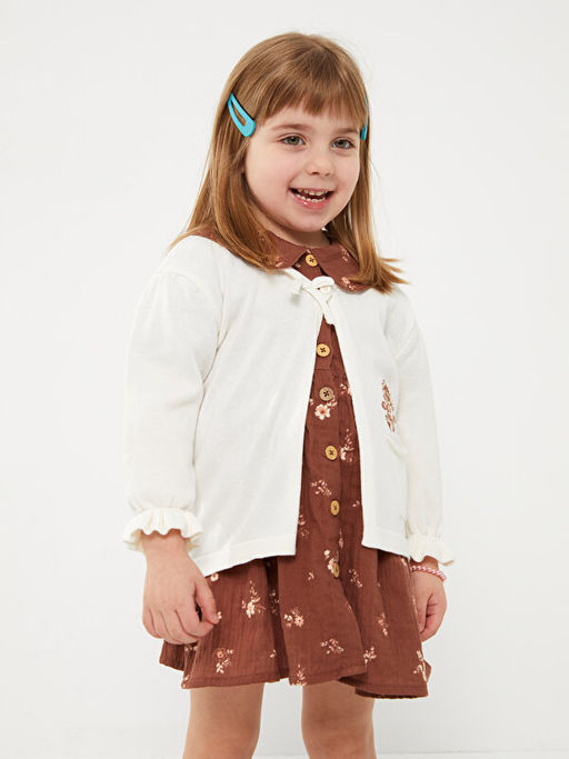 V Yaka Uzun Kollu Nak?? Detayl? K?z Bebek Triko H?rka - Waikiki фото 2