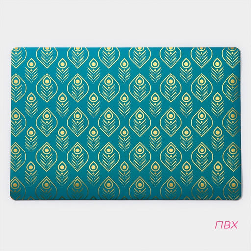 Салфетки сервировочные на стол Доляна «Перья», 4 шт., 30×45 см, бирюзовые