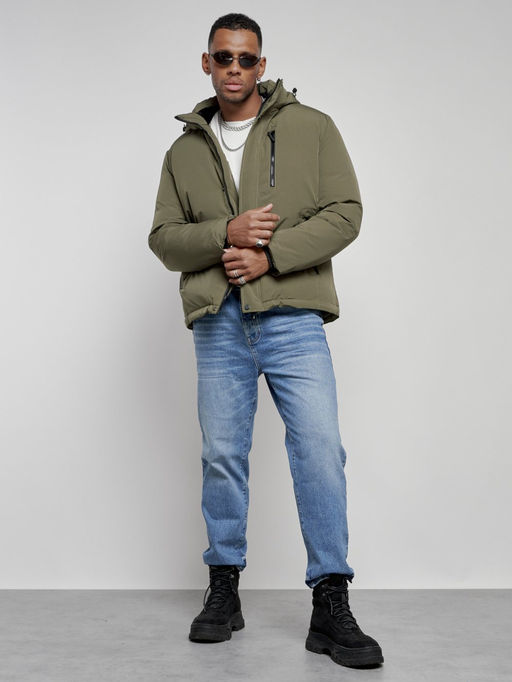 Куртка мужская зимняя с капюшоном спортивная великан цвета хаки 8335Kh - Wonderrman фото 19