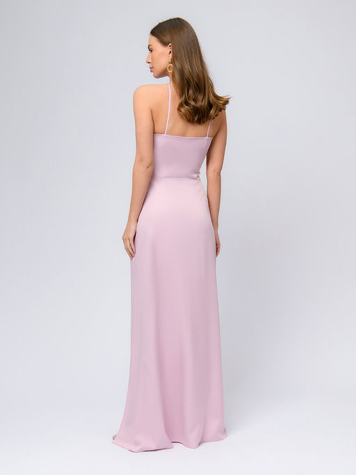 Платье цвета пыльной розы длины макси с разрезом на юбке и открытыми плечами - 1001dress фото 9