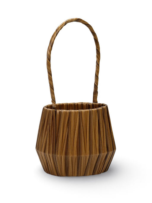 Корзина плетёная для хранения, 10×10×10 см, ручка h=10 см, пластиковая, коричневая, Greengo