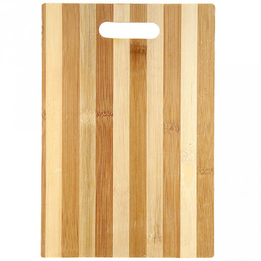 Доска разделочная бамбуковая 29х19,5х0,8см "Полосатик" с вырубной ручкой (Китай)