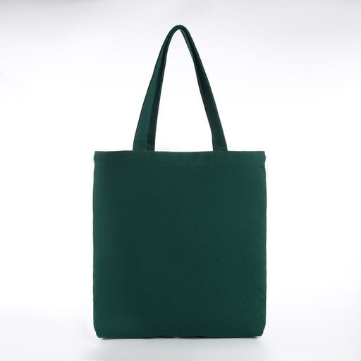 Сумка текстильная шопер без застёжки, 33×4×35 см, однотонная, зелёная