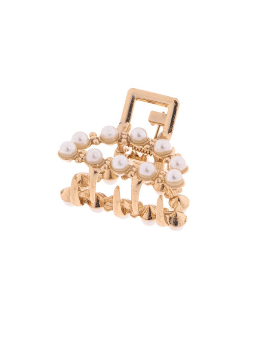 Цена за 6 шт. Крабик для волос «Аманда», дуга жемчуг, 2.5 см, золото