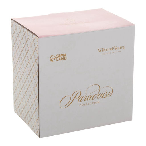 Набор посуды WY Paradise, 18 предметов, 6 тарелок d=25.5 см, 6 тарелок d=20.5 см, 6 глубоких тарелок d=23 см, фарфор, белый, розовый