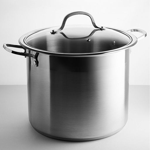 BE-128-12L Кастрюля из нержавеющей стали 12 литров, со стеклянной крышкой, 26*22см