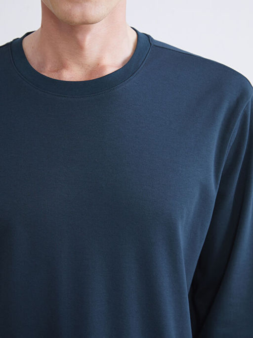 Bisiklet Yaka Uzun Kollu Erkek Sweatshirt