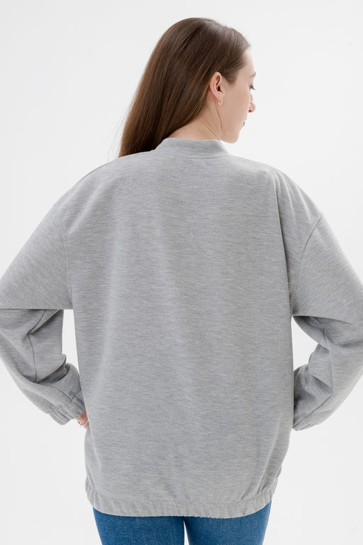 Бомбер из коттон фита серый меланж макси - Амадэль фото 17