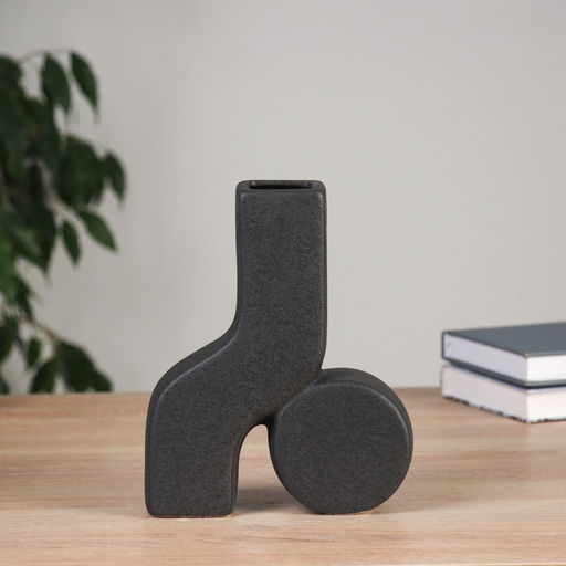 Ваза «Олав», d=4 см, 19.5×16 см, керамика, чёрная
