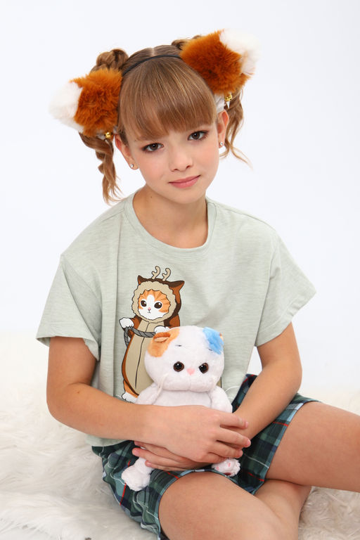 Пижама для девочки ПД-019-073 Кот Новый год