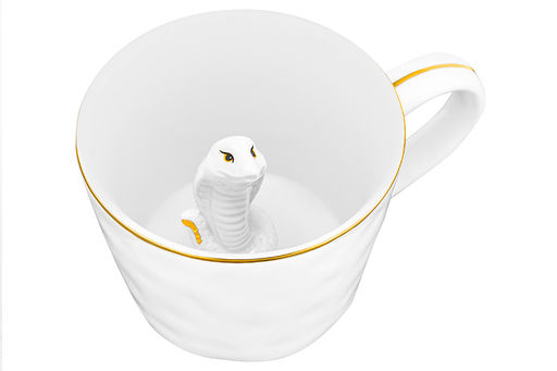 Кружка 300 мл 14*10*7,5 см Любопытная змея внутри кружки, белая с золотом - Elan gallery фото 6