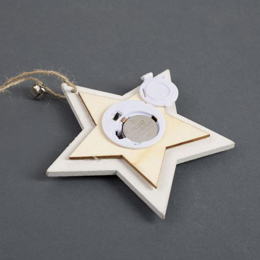Ёлочная игрушка Звезда с оленем, 10х10х2 см, 4 LED, от батареек, свечение тёплое белое - Luazon lighting фото 3