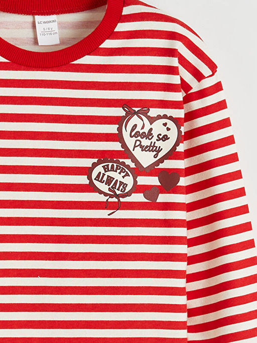 Bisiklet Yaka ?izgili K?z ?ocuk Ti??rt