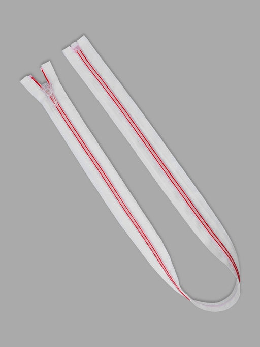 Цена за 10 шт. Молния «Спираль», №5, разъёмная, замок автомат, 70 см, белая, красная