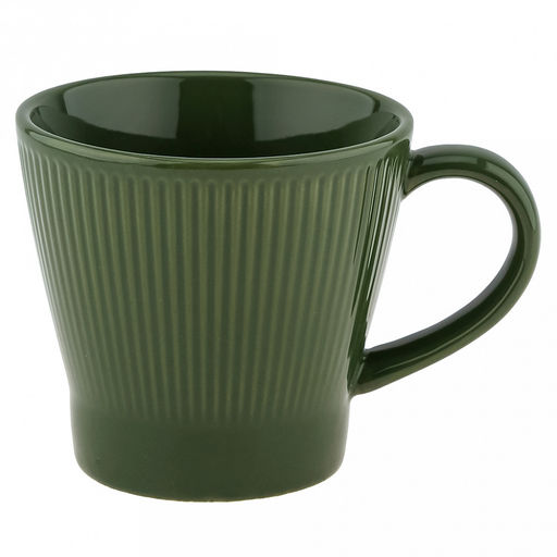 Сириус Кружка фарфоровая 350мл, д10см h9,1см, цветной, глянцевая глазурь, рельефный декор, цвет - темно-зеленый, д/горла 9см, д/основания 6,5см, в коробке (Китай) - Домашняя мода фото 2