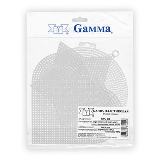 Канва KPL-08 Gamma пластиковая АССОРТИ 100% полиэтилен 5 х 3 шт большое (круг+сердце+звезда)
