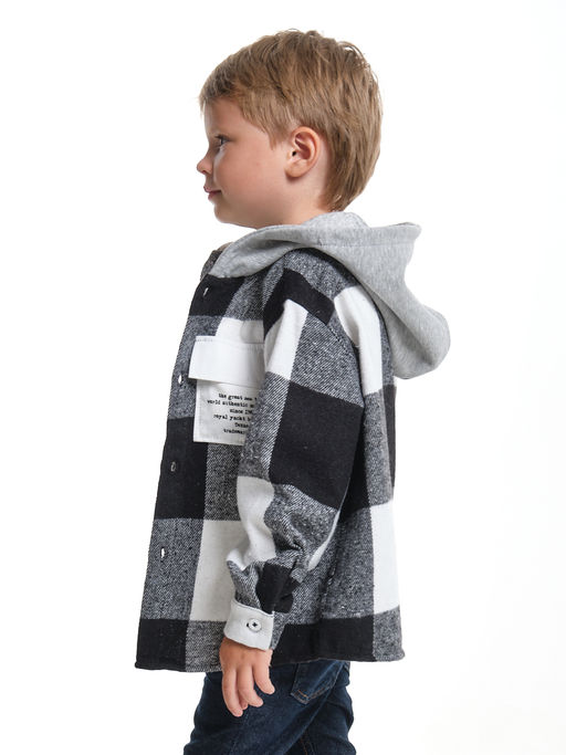 Рубашка с капюшоном комфорт и стиль UD 7988 клетка черная - Mini maxi фото 6